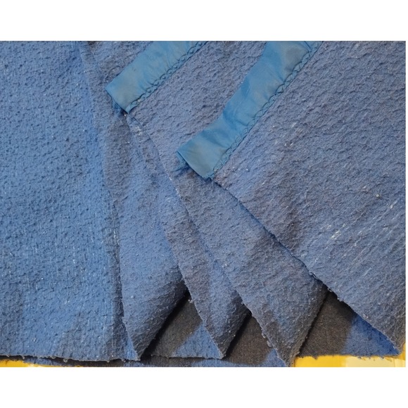 Other - Vintage Blue Purple Acrylic Twin Blanket‎ Satin Trim 86x74